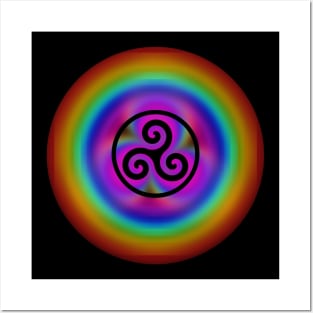 Rainbow Celtic Triple Spiral Posters and Art